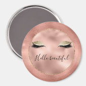 Roos Gold Pink Glam Glitzy Black Eyelashes Magneet (Voorkant / Achterkant)