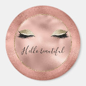Roos Gold Pink Glam Glitzy Black Eyelashes Magneet (Voorkant)