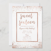 Roos Gold Pink Glam Modern Chic Sweet 16 Kaart (Voorkant)