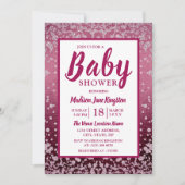 Roos Gold Pink Glitter Baby shower Uitnodigen Kaart (Voorkant)