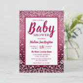 Roos Gold Pink Glitter Baby shower Uitnodigen Kaart (Staand voorkant)
