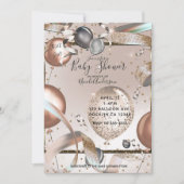 Roos Gold Pink Glitter Balloons Baby shower Kaart (Voorkant)