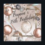 Roos Gold Pink & Glitter Balloons Birthday Party Kaart<br><div class="desc">Pas voor uw gebeurtenis aan</div>