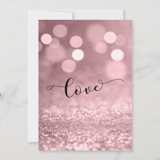 Roos Gold Pink Glitter Bokeh Laten we vieren Kaart (Achterkant)