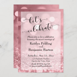 Roos Gold Pink Glitter Bokeh Laten we vieren Kaart