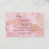 Roos Gold Pink Glitter Cake Care Visitekaartje (Achterkant)