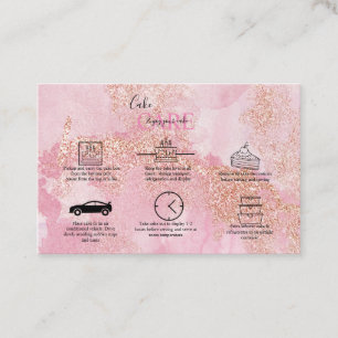 Roos Gold Pink Glitter Cake Care  Visitekaartje