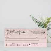 Roos Gold Pink Glitter Check Cadeaubon (Staand voorkant)