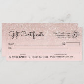 Roos Gold Pink Glitter Check Cadeaubon (Voorkant / Achterkant)