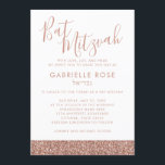 Roos Gold Pink Glitter Chic Minimal Bat Mitzvah Kaart<br><div class="desc">Roos goudroze glitter stripe Bat Mitzvah nodigt de Hebreeuwse naam uit met ruimte voor een moderne, minimale, eenvoudige en elegante vorm en elegant voor de geavanceerde jongedame. ・ ・ ・ ・ ・ Klik VERDER AANPASSEN om doopvonten, tekst en achtergrondkleuren te veranderen of ontwerp uit te geven zoals u voor een...</div>