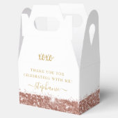 Roos Gold Pink Glitter Confetti Birthday Mitzvah Bedankdoosjes (Geopend)