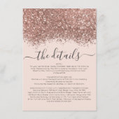 Roos Gold Pink Glitter Confetti Weddenschap - Gege Informatiekaartje (Voorkant)