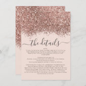 Roos Gold Pink Glitter Confetti Weddenschap - Gege Informatiekaartje (Voorkant / Achterkant)
