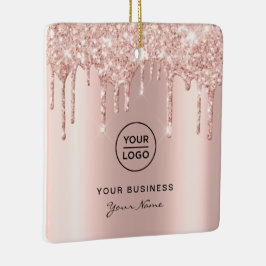 Roos Gold Pink Glitter Drift Lash Kerstmis Keramisch Ornament