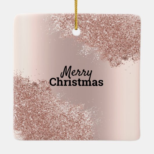 Roos Gold Pink Glitter Drift Lash Kerstmis Keramisch Ornament (Achterkant)