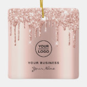 Roos Gold Pink Glitter Drift Lash Kerstmis Keramisch Ornament (Voorkant)