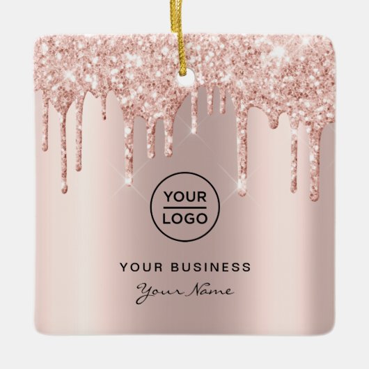 Roos Gold Pink Glitter Drift Lash Kerstmis Keramisch Ornament (Voorkant)