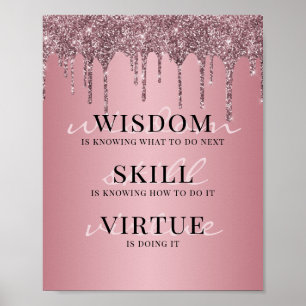 Roos Gold Pink Glitter Drift Motivatie Quote Poster