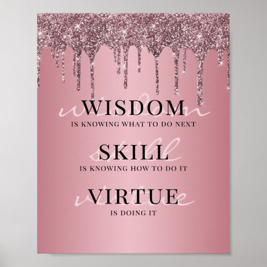 Roos Gold Pink Glitter Drift Motivatie Quote Poster (Voorkant)