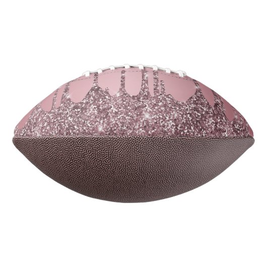 Roos Gold Pink Glitter Drift Sparkle Monogram Name American Football (Gedraaid 90)