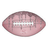 Roos Gold Pink Glitter Drift Sparkle Monogram Name American Football (Voorkant)