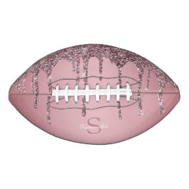Roos Gold Pink Glitter Drift Sparkle Monogram Name American Football