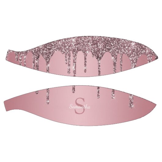 Roos Gold Pink Glitter Drift Sparkle Monogram Name Basketbal (Panelen)