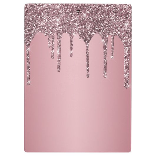 Roos Gold Pink Glitter Drift Sparkle Monogram Name Klembord (Achterkant)