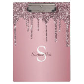 Roos Gold Pink Glitter Drift Sparkle Monogram Name Klembord (Voorkant)