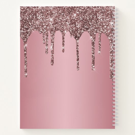 Roos Gold Pink Glitter Drift Sparkle Monogram Name Notitieboek (Achterkant)