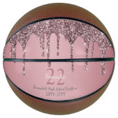 Roos Gold Pink Glitter Drivers Naam Team Nummer Ja Basketbal (Voorkant)