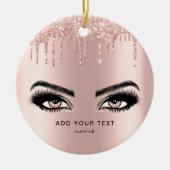 Roos Gold Pink Glitter Driving Aangepast kerstfees Keramisch Ornament (Voorkant)