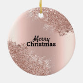 Roos Gold Pink Glitter Driving Aangepast kerstfees Keramisch Ornament (Achterkant)