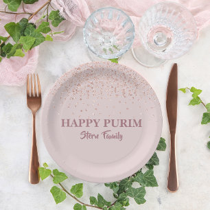 Roos Gold Pink Glitter Dust Hebreeuwse Purim Samea Papieren Bordje