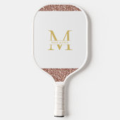 Roos Gold Pink Glitter Elegant Monogram Aangepast Pickleball Paddle (Achterkant)