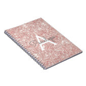 Roos Gold Pink Glitter en Sparkle Monogram Notitieboek (Rechterzijde)