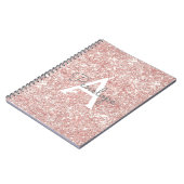 Roos Gold Pink Glitter en Sparkle Monogram Notitieboek (Linkerzijde)