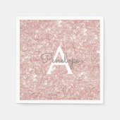Roos Gold Pink Glitter en Sparkle Monogram Servet (Voorkant)