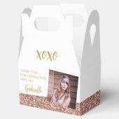 Roos Gold Pink Glitter Foto Birthday Bedankdoosjes (Geopend)