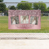 Roos Gold Pink Glitter Foto Collage 16e verjaardag Spandoek (Insitu)