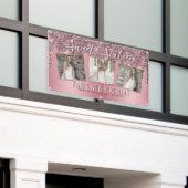 Roos Gold Pink Glitter Foto Collage 16e verjaardag Spandoek (Buitenkant Gebouw)