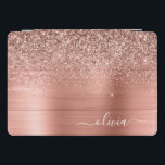 Roos Gold Pink Glitter geborsteld Metaal Monogram iPad Pro Cover<br><div class="desc">Roos Gold - Blush Pink Faux Folie Metallic Sparkle Glitter Brushed Metal Monogram Name Laptop Hoesje. Dit maakt de perfecte liefhebbende 16 verjaardag,  bruiloft,  vrijgezellenfeest,  verjaardagsdag,  baby shower of vrijgezellenfeest voor iemand die van luxe glam en stijl houdt.</div>