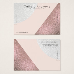 Roos Gold Pink Glitter Geo Heart Bracelet display Visitekaartje