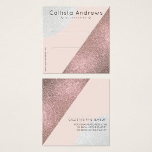 Roos Gold Pink Glitter Geo Heart Hair Clip Display Vierkante Visitekaartjes