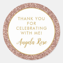 Roos Gold Pink Glitter Hartelijk dank