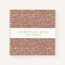 Roos Gold Pink Glitter Journal-laptop met naam