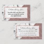 Roos Gold Pink Glitter Marble Geometric Cut Kortingskaartje (Voorkant / Achterkant)