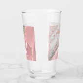 Roos Gold Pink Glitter Marble Monogram Name Script Glas (Links)