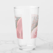 Roos Gold Pink Glitter Marble Monogram Name Script Glas (Rechts)