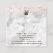 Roos Gold Pink Glitter Marble Ring Display logo Vierkante Visitekaartje (Achterkant)